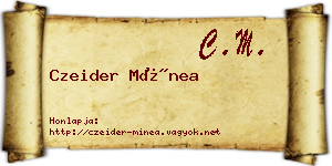 Czeider Mínea névjegykártya